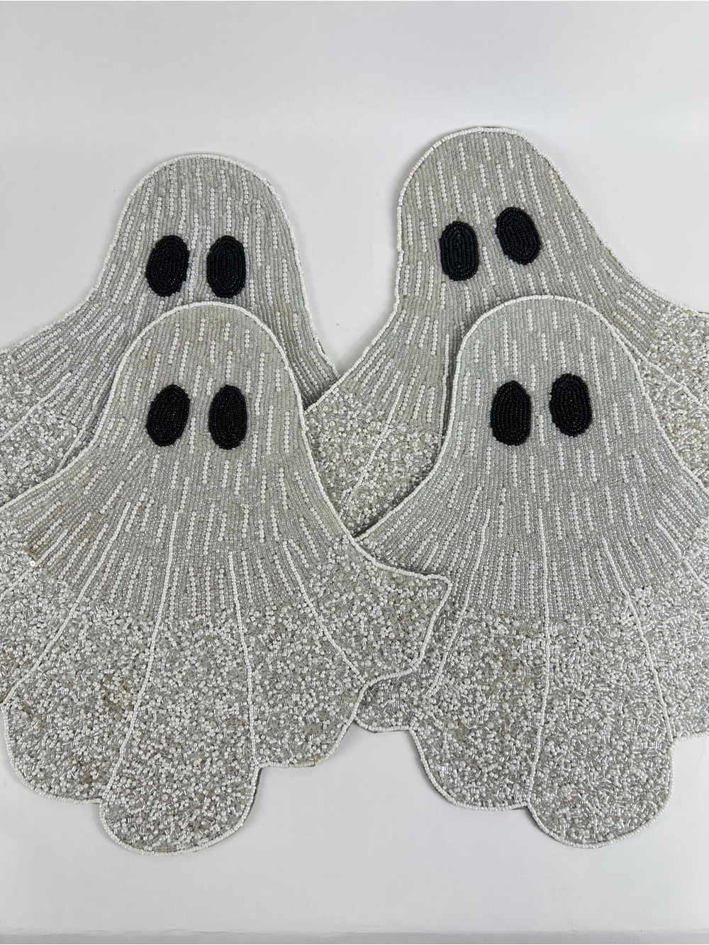 Christian Siriano Beaded Halloween GHOST Placemat Chargers Set of 4 NEW